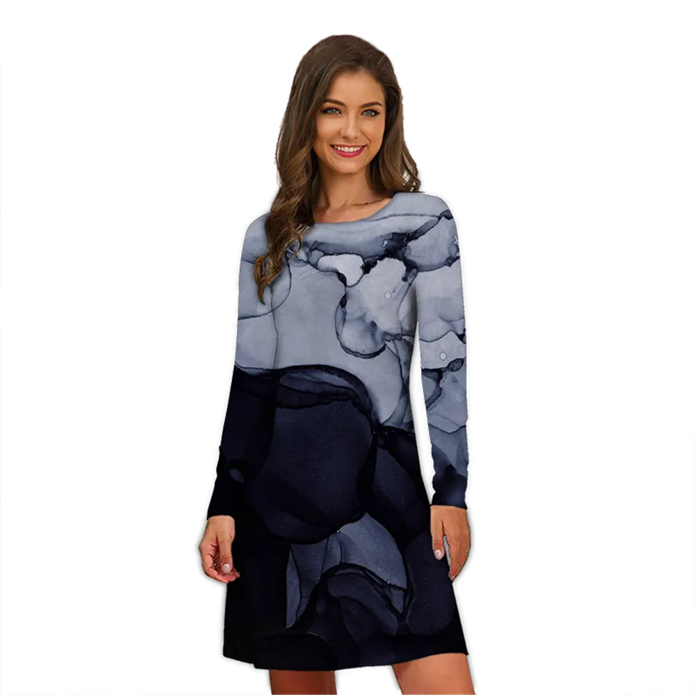 Женское платье с абстрактным принтом повседневное ТРАПЕЦИЕВИДНОЕ ПЛАТЬЕ