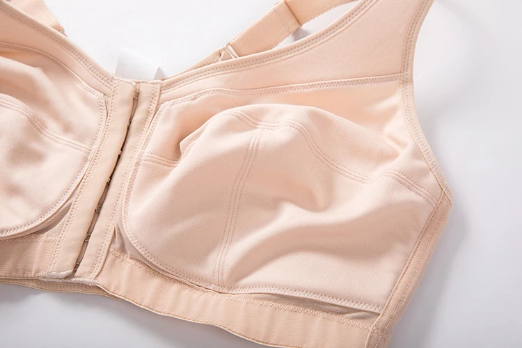 Womens Wire Free Front Closure Bra Full Figure Cotton Posture Back Support Underwear Female Full Coverage Non Padded 36 38 F G H