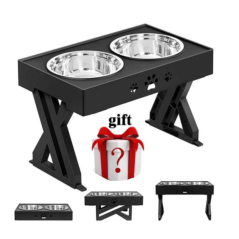 

Поднятые миски для собак, регулируемая поднятая кормушка для домашних животных, из нержавеющей стали, кормушка для кошек, регулируемая, не с...