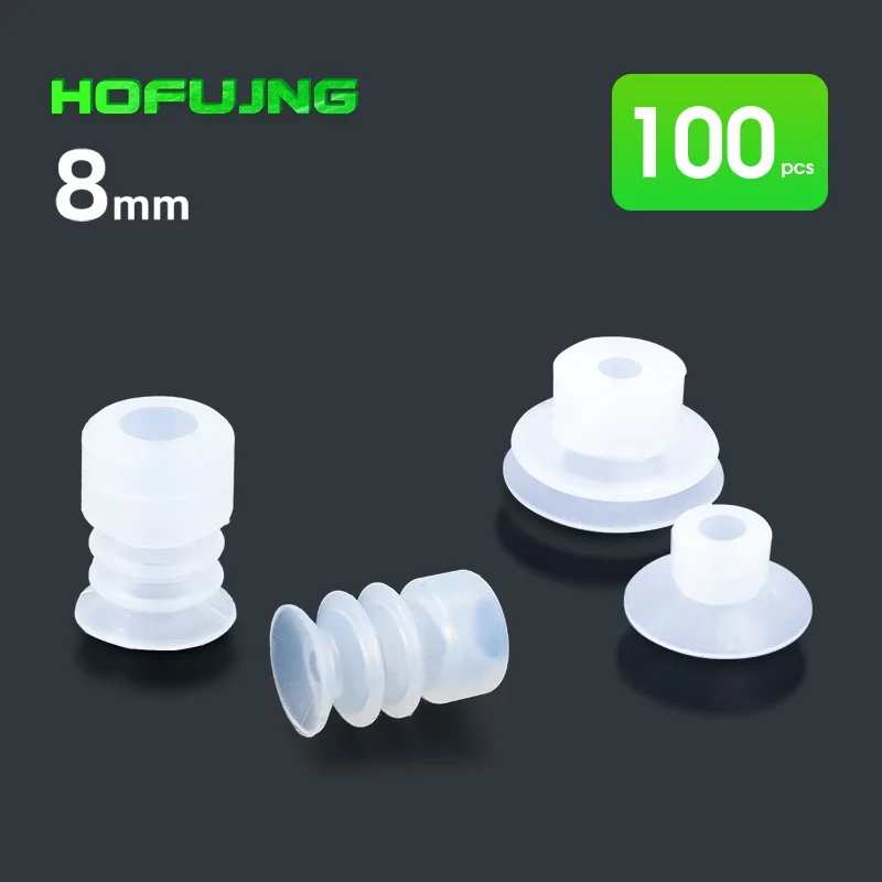 

100 шт. пневматическая присоска с большой головкой 8 мм, монтажное отверстие, присоска из силиконовой резины, литьевая машина, аксессуары для манипулятора