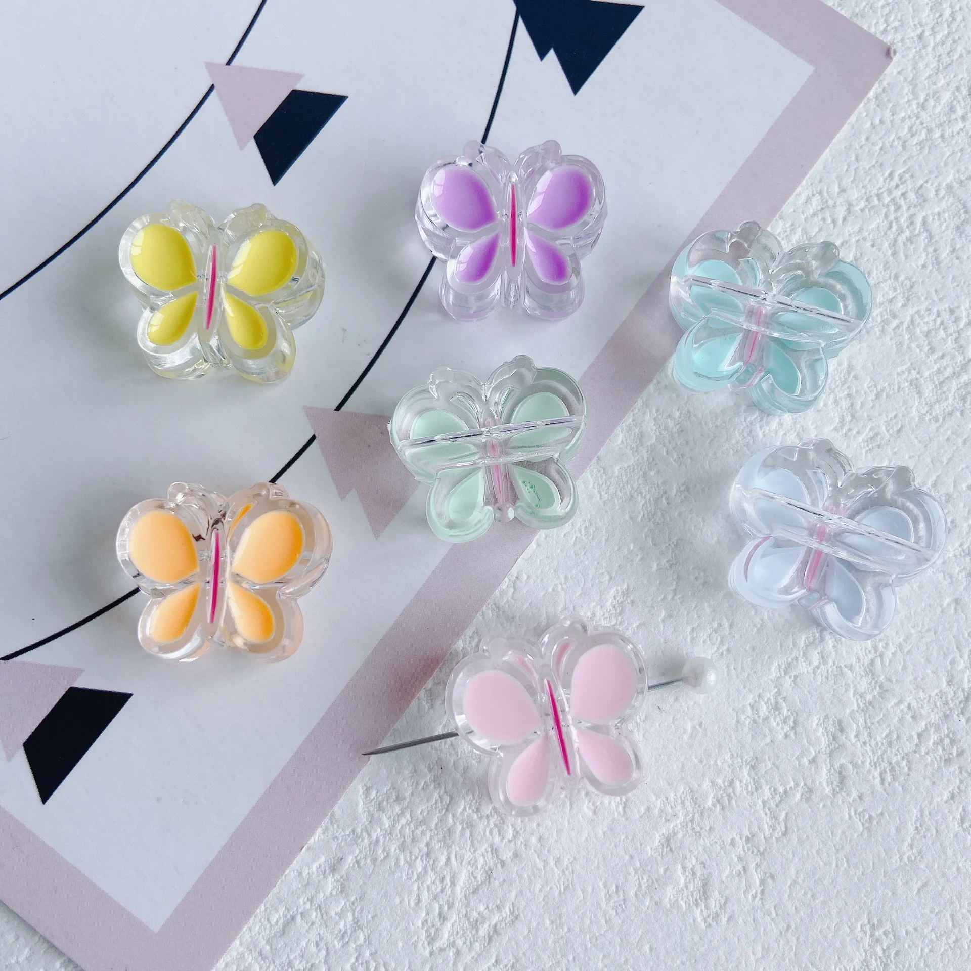 

DIY Jewelry Accessories Wholesale Summer New Fun Small Fresh Resin Drip Oil Colorful Butterfly Hair Ring Accessories