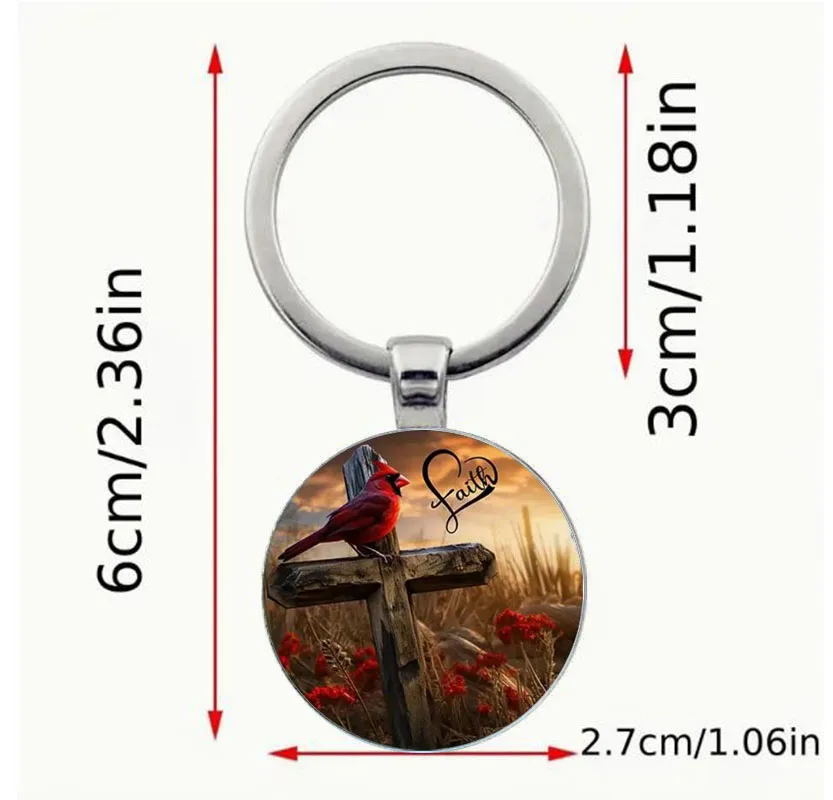 Модный брелок с красной птицей епископа в стиле веры из цинкового сплава