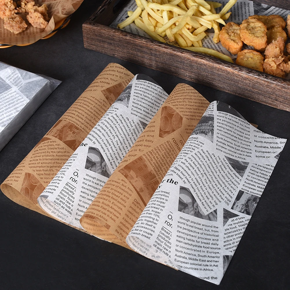 

120pcs Absorbent Paper Sandwiches Burgers Fries Fried Food Wrappers Plate Mats Waxed Paper and Baking Paper Kitchen Accessories