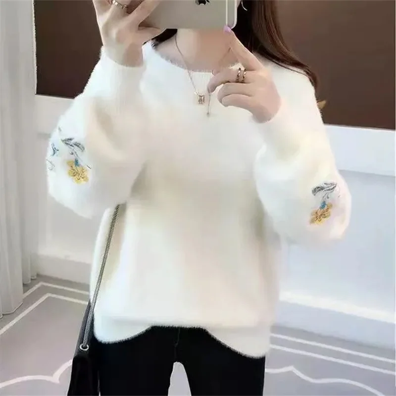 Норковый бархатный свитер женские вязаные свитера и пуловеры с длинными