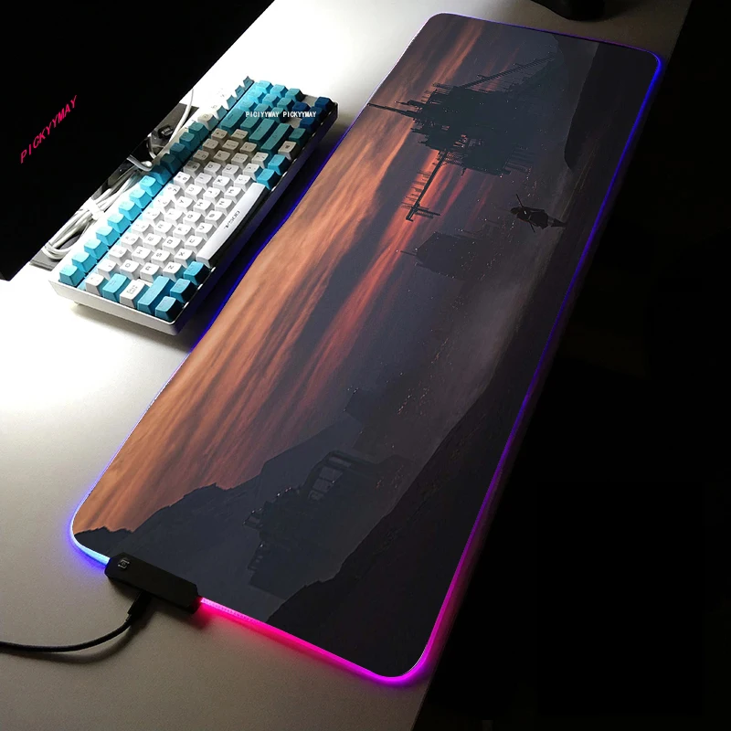 

Mechanical Warfare RGB Gaming Mouse Pad Large Home Mousepad Gamer Office Natural Rubber XXL Mouse Mat LED Light with Backlit