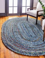 rug 100 natural denim cotton handmade oval rug rustic look style braided rugs carpets for bed room area rug for living room