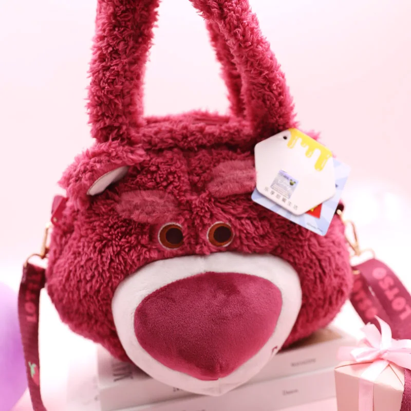 Фото Плюшевый рюкзак Kawaii Disney Lotso Bear Toy Story, новая милая мультяшная сумка через плечо, мягкая сумка-игрушка для девочек и женщин №4