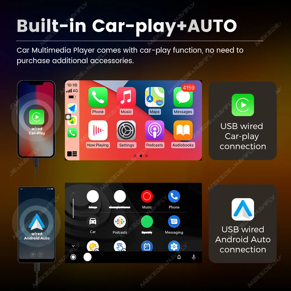 Автомобильный Мультимедийный Плеер Navifly 7-дюймовый Hd Сенсорный Экран Android Auto Carplay