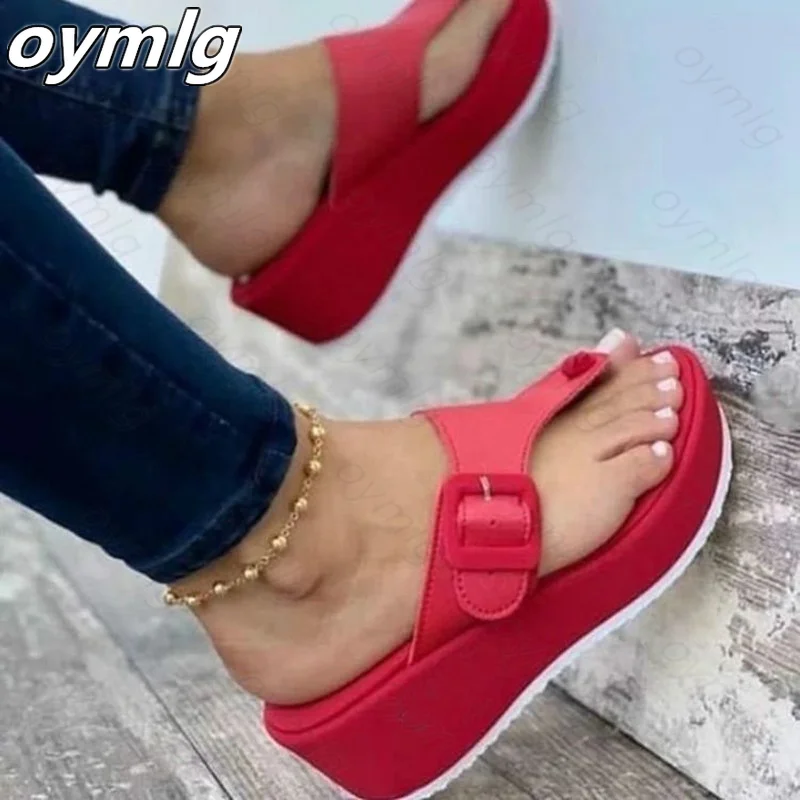 Сандалии женские из экокожи на платформе пляжные шлепанцы застежке ремешок с