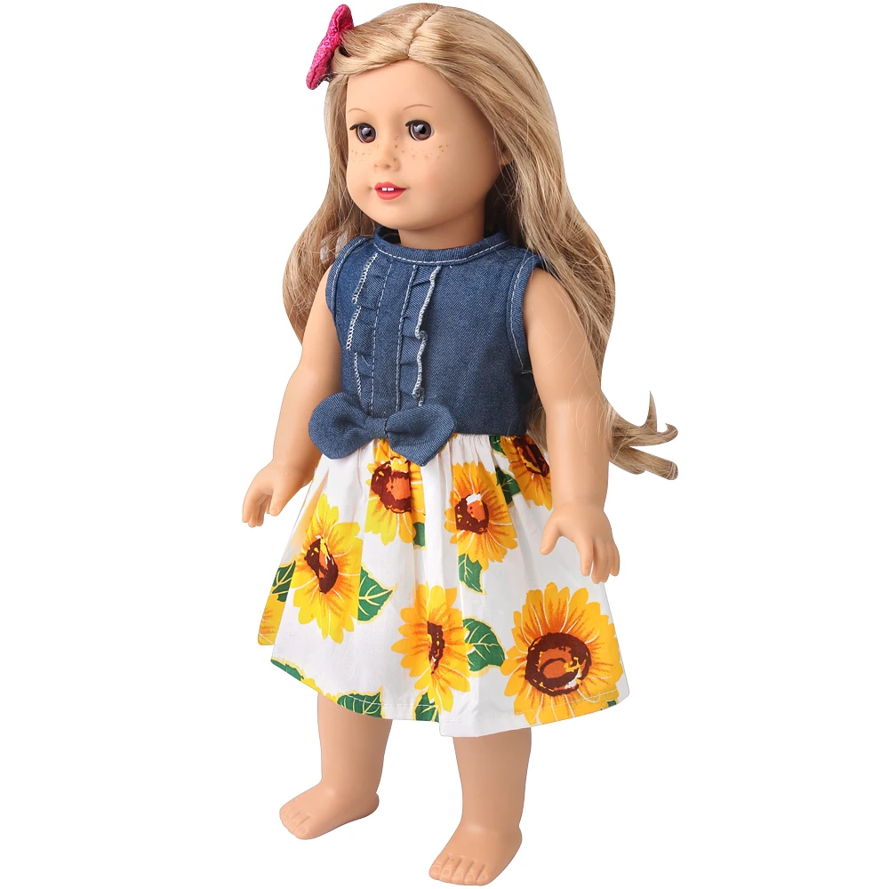 Doll Clothes 18 Inch American Doll Seaside Skirt Lovely Fashion Set Suitable For 43Cm Baby Clothes Doll Accessories Gifts images - 6