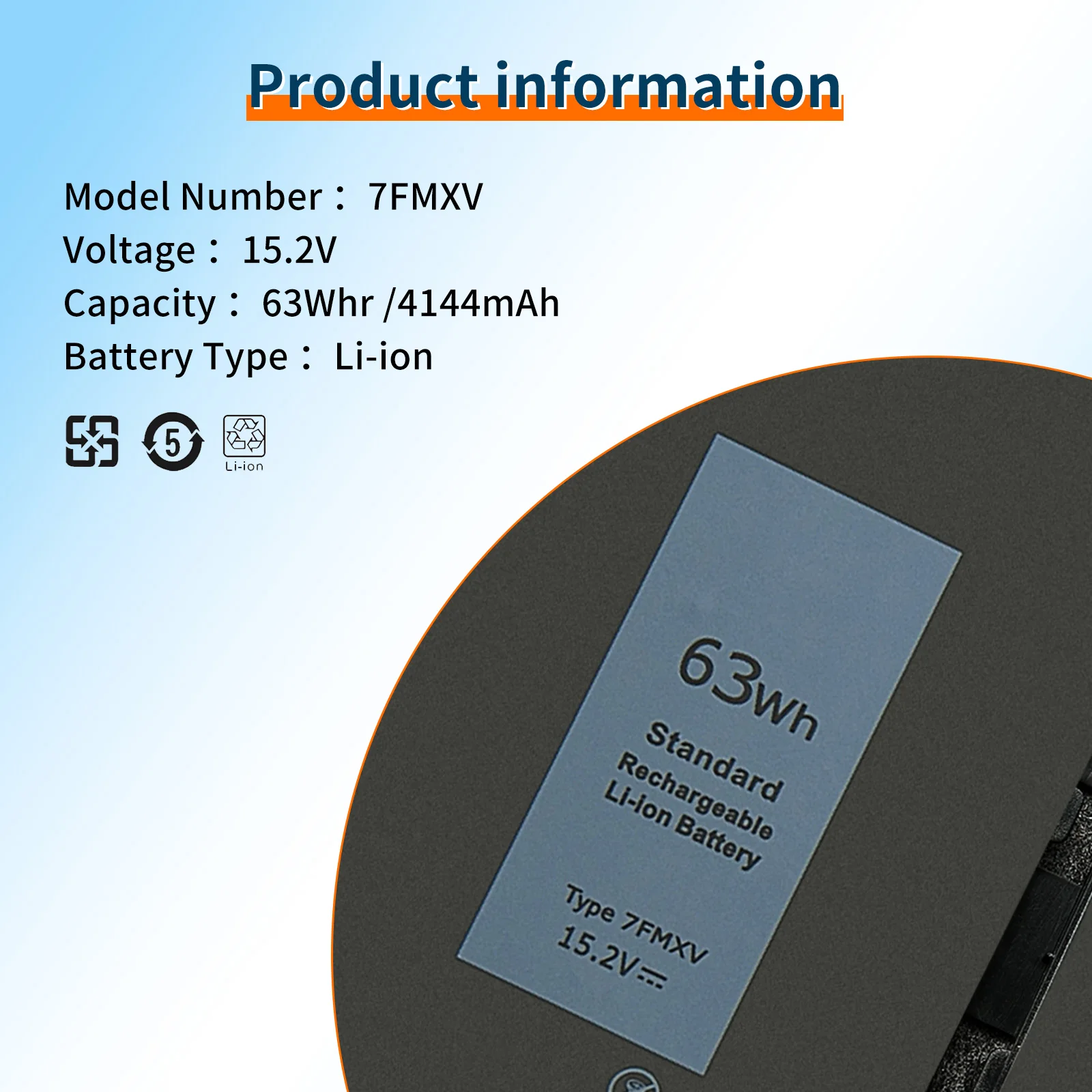 7FMXV 4-элементный аккумулятор для ноутбука 63 Втч Dell Latitude 5320 7320 7420 7520 2-в-1/7320 2-в-1/7420