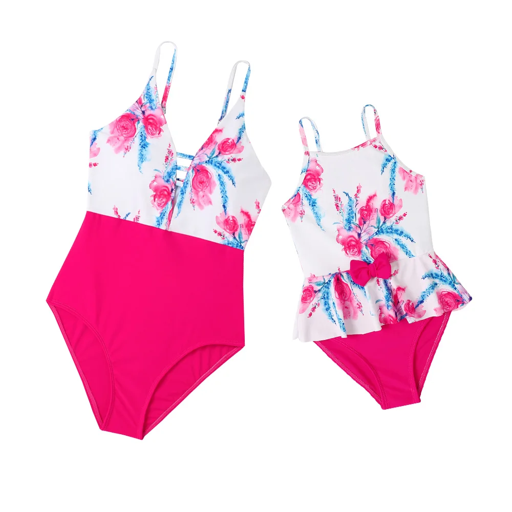 

Family Matching Swimsuits Mom and Daughter Swimwear One-Piece Women Girls Bathing Suits Family Look Holiday Beachwear