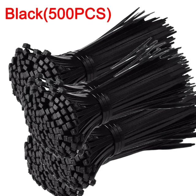 

500/100 шт. нейлоновые кабельные стяжки, регулируемые самоблокирующиеся шнуровые стяжки, ремни, крепежная петля, многоразовые пластиковые проволочные стяжки для домашнего офиса