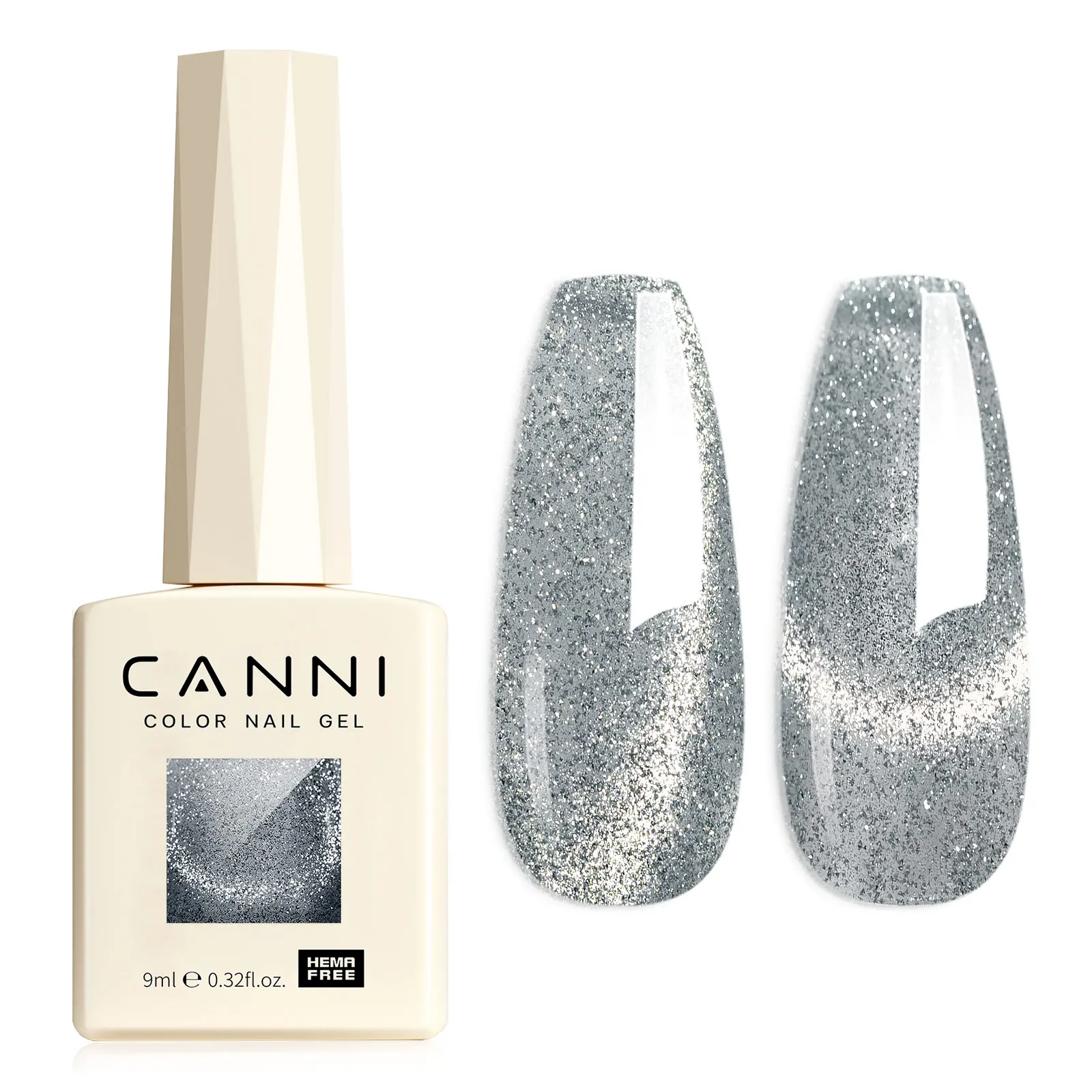 Фото CANNI 9 мл HEMA FREE Гель для ногтей с блестками Silver Cat Магнитный гель-лак для ногтей Galaxy Diamond Sparkle Мягкая текстура Пигмент для ногтей №3