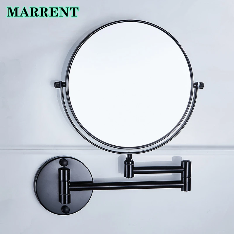 

Matte Black Bathroom Mirror Marrent Quality Brass Magnigfy Hotel Home Bathroom Mirrors Fashion Double Face Women Makeup Mirrors