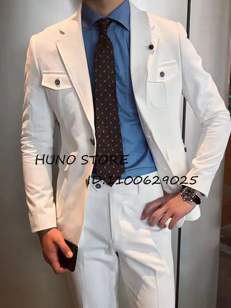 Full Men's Suit Fitted Single Breasted Standard Collar Dress Wedding Groomsmen For Male Blazer+Pant  Costard