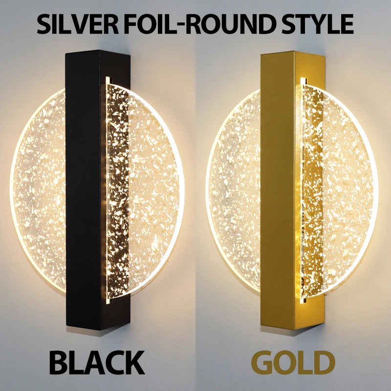 

Акриловый настенный светильник с золотой фольгой, современный светодиодный настенный светильник для внутреннего освещения, 10 Вт, скандинавский бра, прикроватный светильник, декор для спальни, гостиной