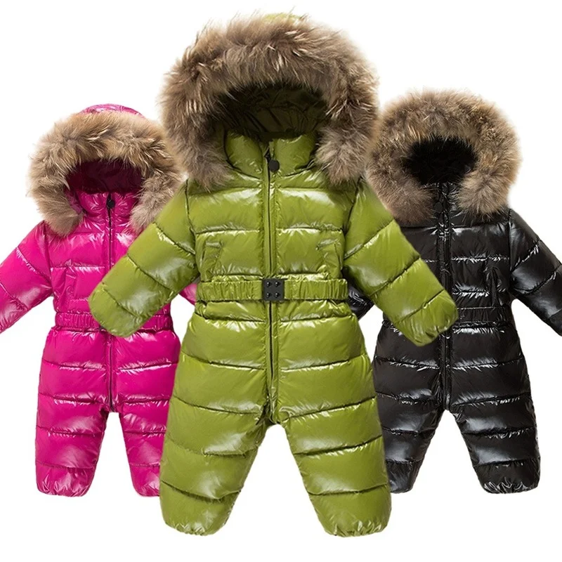 Winter Duck Down Jacket Russian Boy Children Thick Ski Suit Girl Jumpsuit Baby Snowsuit Kids Overalls Infant Waterproof Coat New
