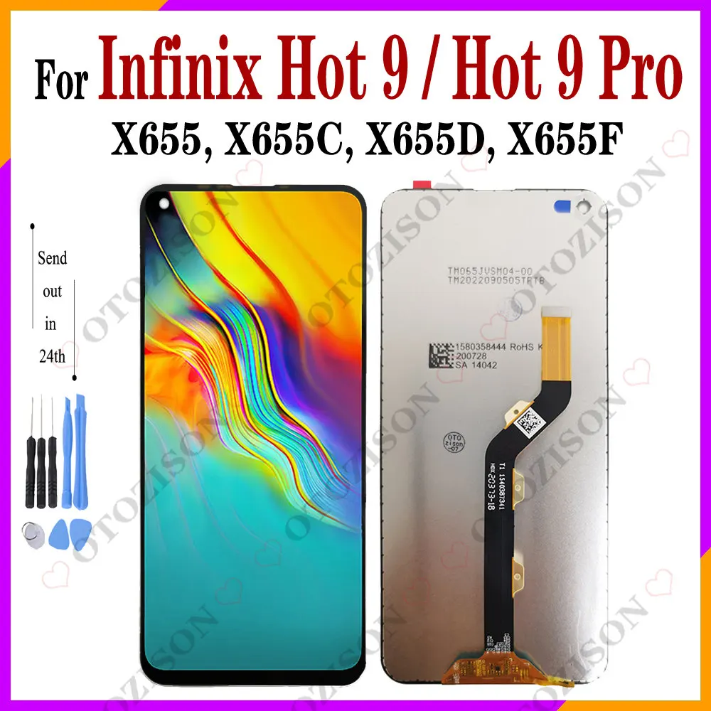 ЖК-дисплей 6,6 дюйма для Infinix Hot 9 Pro X655 X655F, дисплей X655C X655D Hot 9, сенсорный дигитайзер, датчик в сборе, запасные части