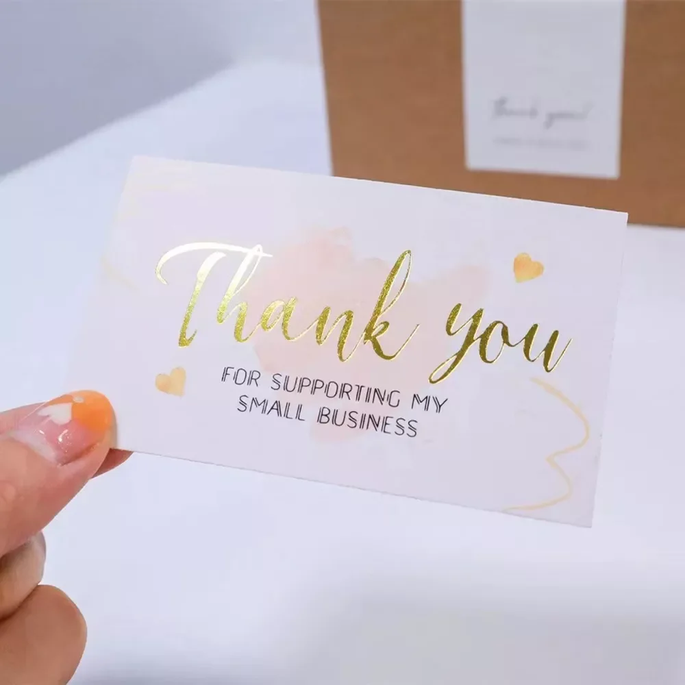 

10-30Pcs Foil Gold Card Thank You For Your Supporting My Small Business Card Small Shop Gift Decorative Card