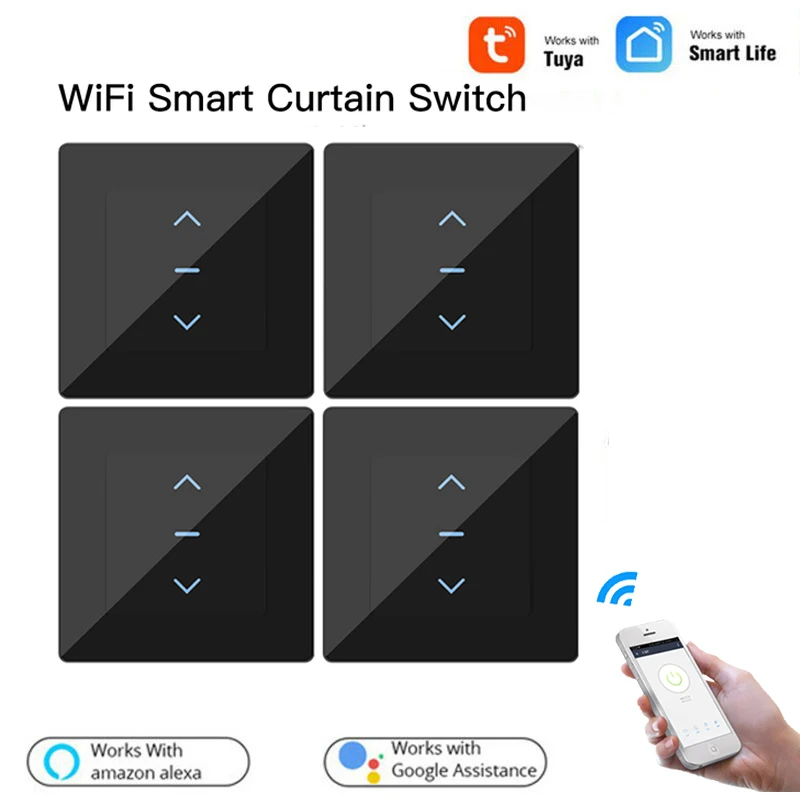 

Tuya WiFi Smart Curtain Switch Touch Design For Motorized Curtains And Roller Blinds Work With Tuya Smart Life App Alexa Google