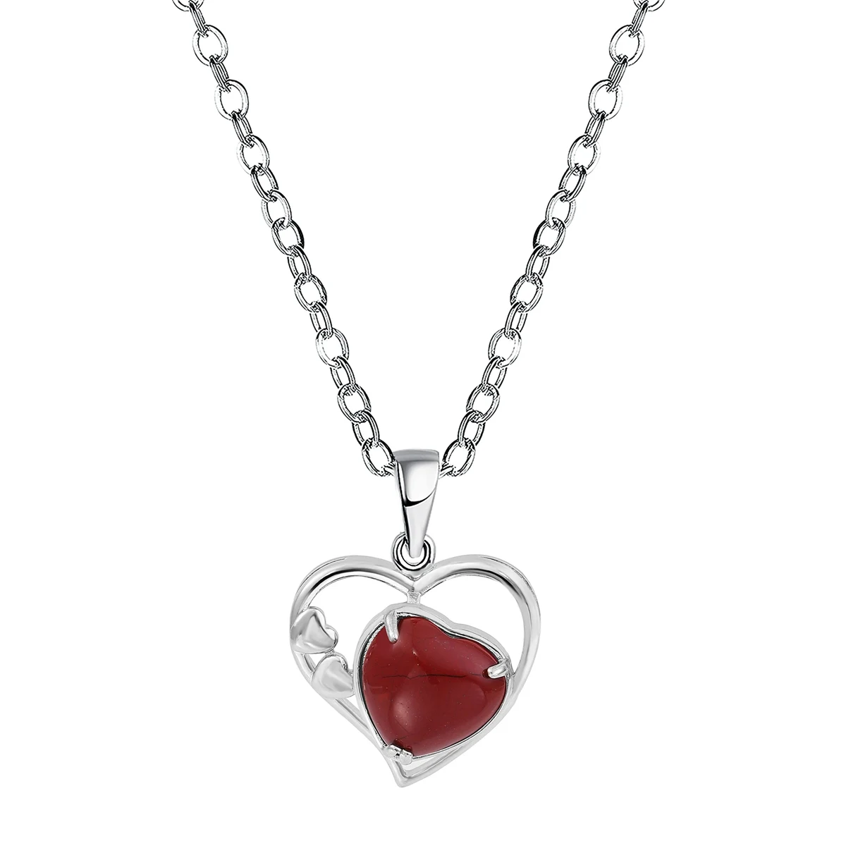 

Red Jasper Love Heart Birthstone Necklaces for Women Forever Crystal Pendant Jewelry Valentine's Day Christmas