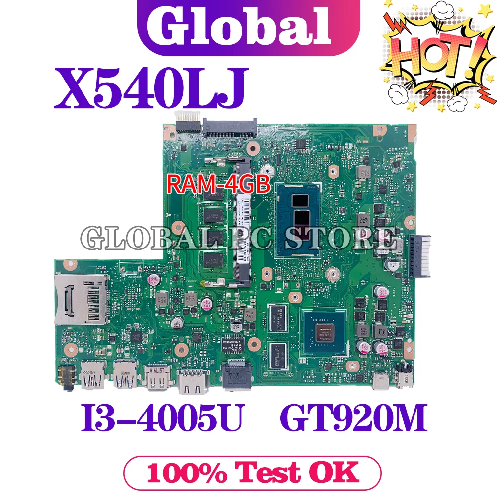 

KEFU X540LJ Original Motherboard for ASUS VivoBook X540L F540L A540L R540L Laptop Motherboard with i3-4005U GT920M 4G/RAM