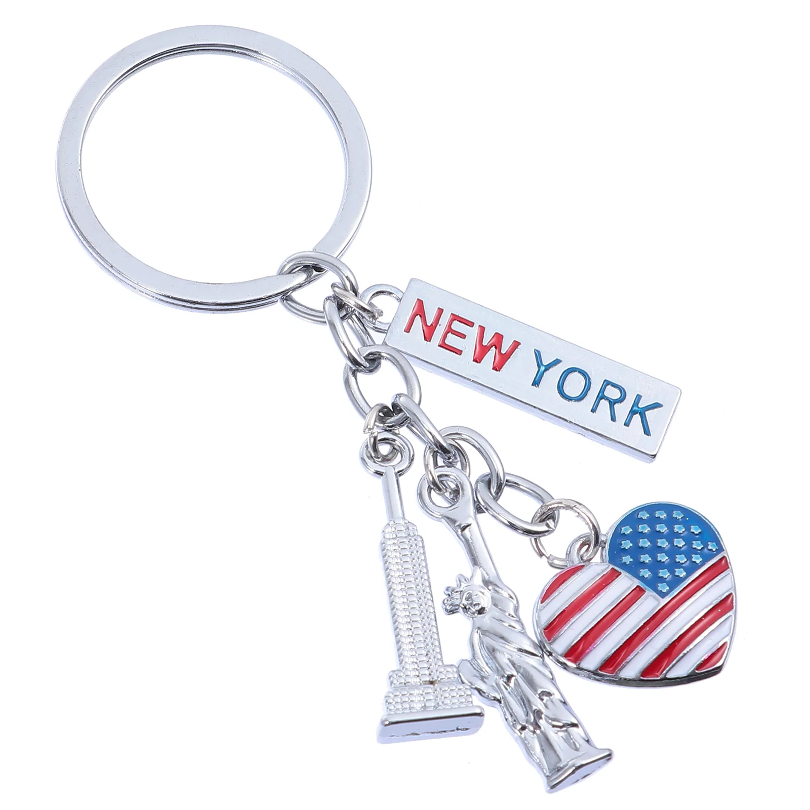 

United States Flag Key Ring Independence Day Keychain Silver Home Decor Metal Keychains