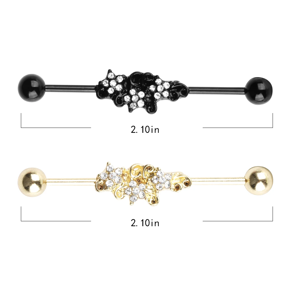 

Pnamarci 1pcs Zircon Stainless Steel Barbell Long Ear Bone Nail Low Infection Double Ear Piercing Women Body Piercing Jewelry