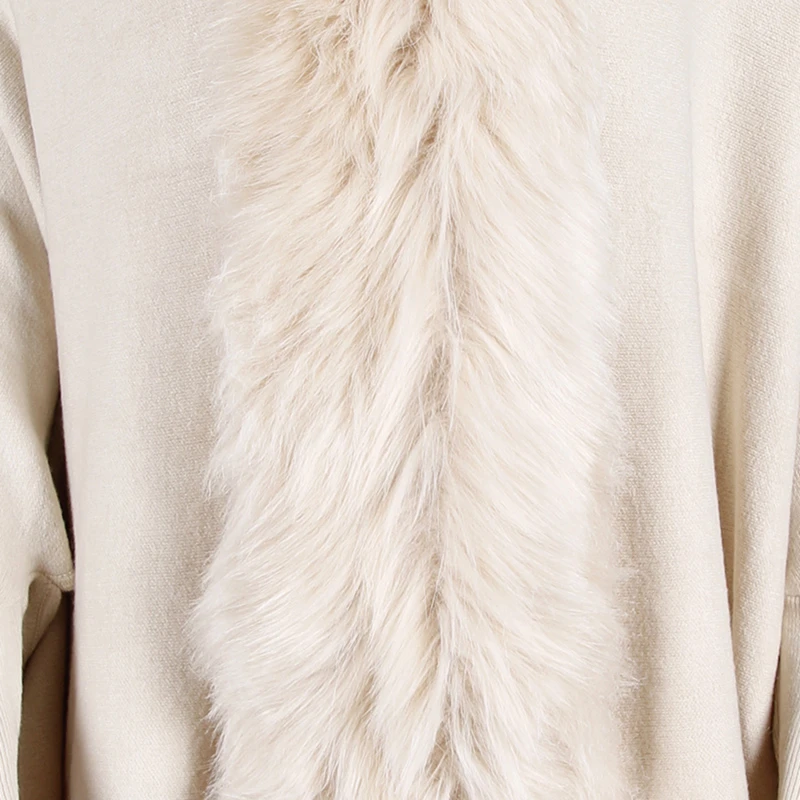 Fur Collar Winter Shawls Wraps Female Bohemian Fringe Cloak Womens Winter Ponchos Capes Batwing Sleeve Cardigan Sweater images - 6