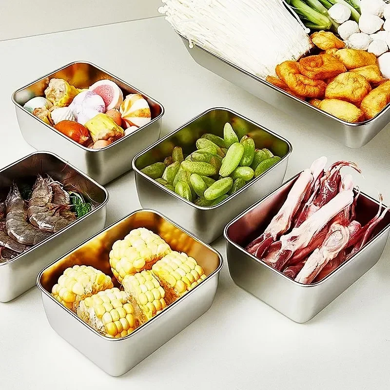 

Food Box Plastic Freshness Stainless Preservation Picnic Box Lid Steel With Box Storage Refrigerator 600ml Food Prepare 6pcs