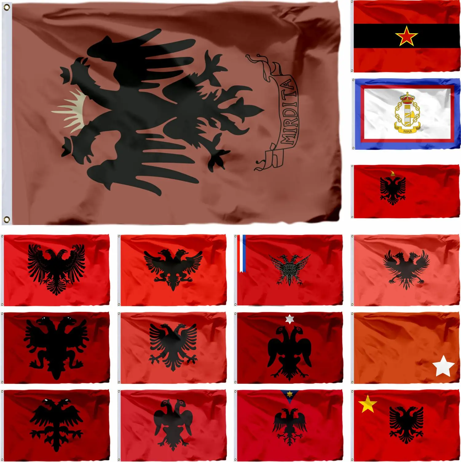 

Albania Bajrak Kashnjeti Flag 90x150cm 3x5ft Flags and Aladro Kastrioti Banner