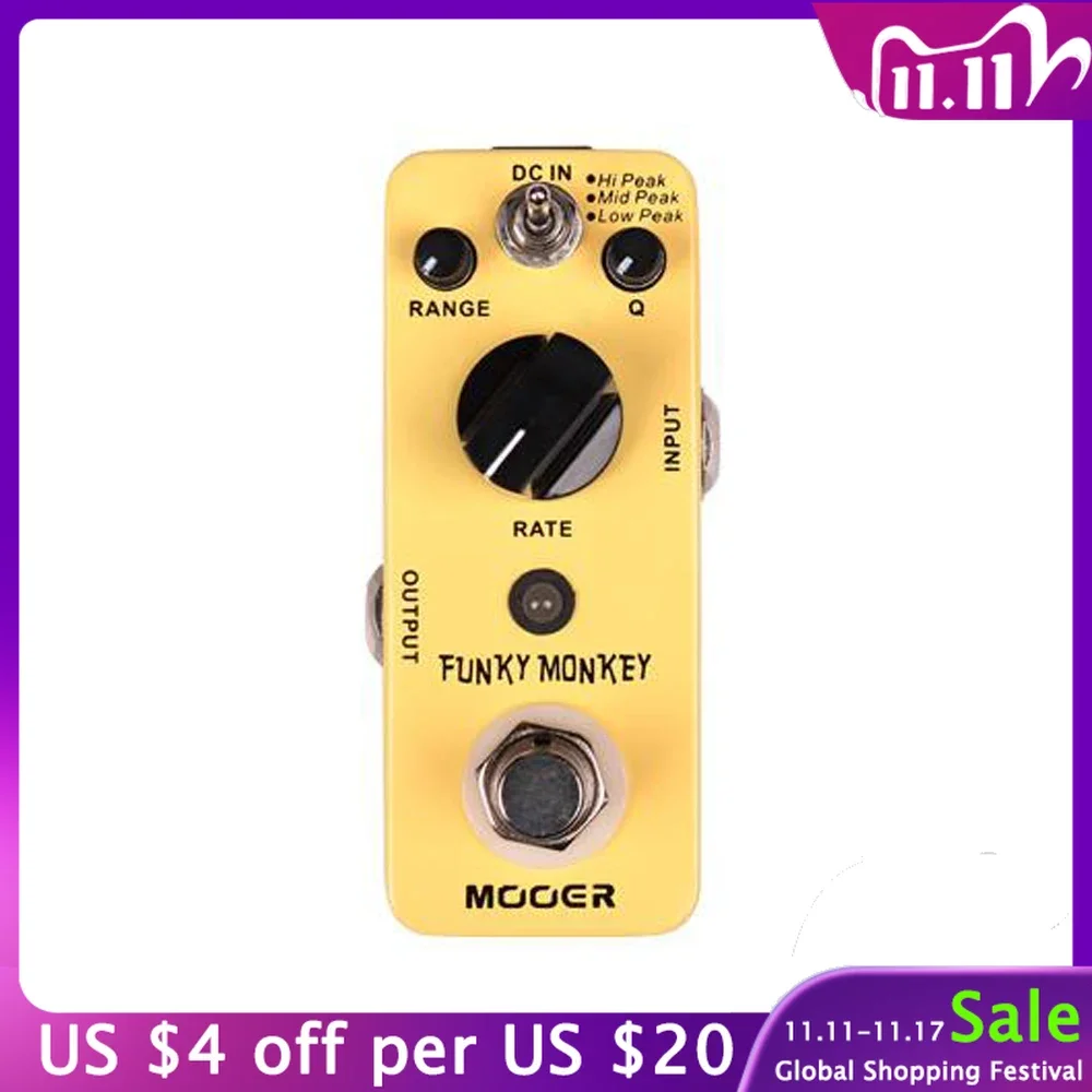 

MOOER Funky Monkey Guitar Effect Pedal Auto Wah 3 Modes Hi Mid Low Peak Pedal True Bypass Full Metal Shell Guitar Accessories