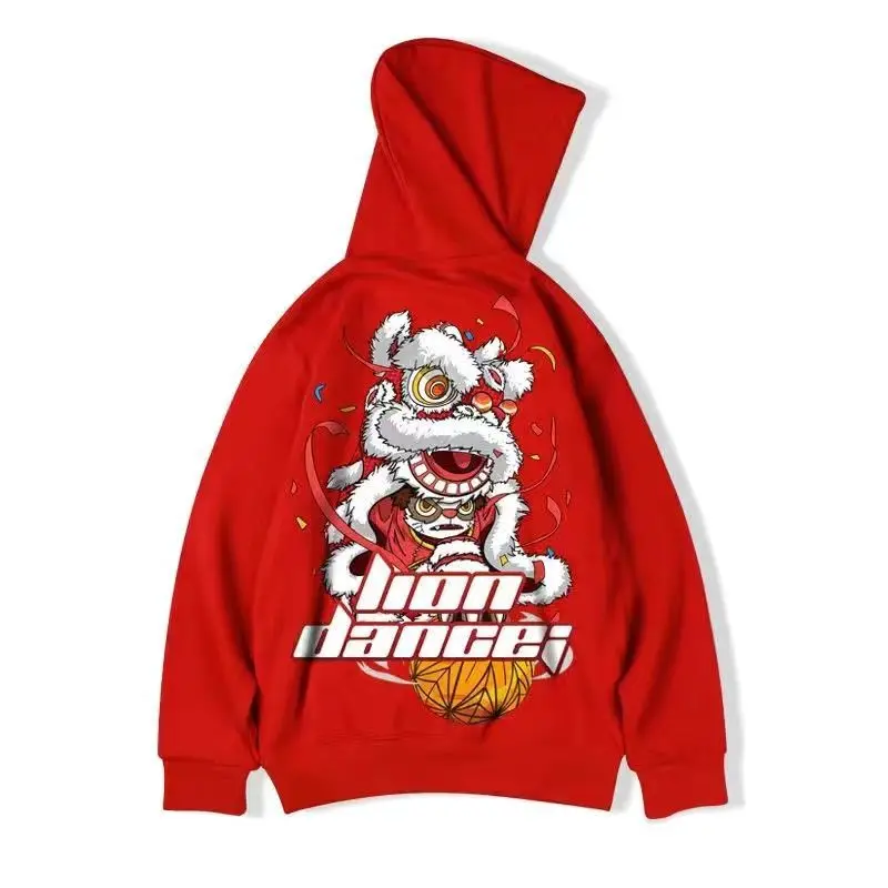 

Autumn and Winter Sweaters Hooded Men's Plush Thickened Warm Loose Lovers Fashion Students