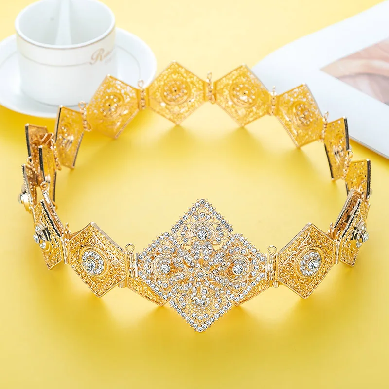 Марокканская Невеста кафтан пояс золотой цвет Женская цепочка на живот Кристалл