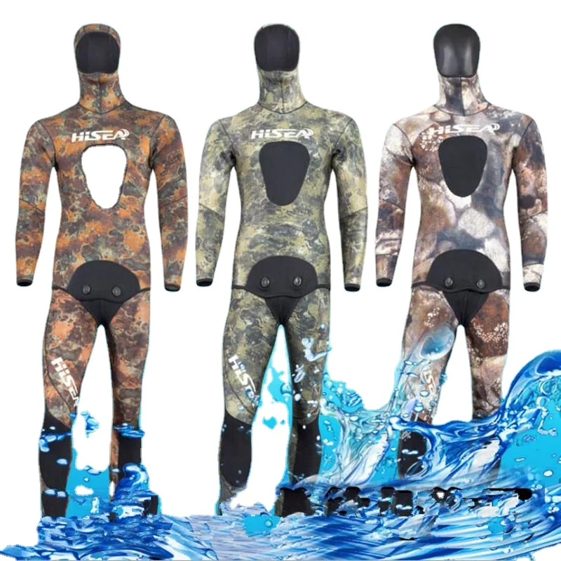 

Hisea Seac 3.5mm Men Neoprene Diving Suit Split Wetsuit Fishing and Hunting Clothing Siamese CR Inside Material Smooth Skin