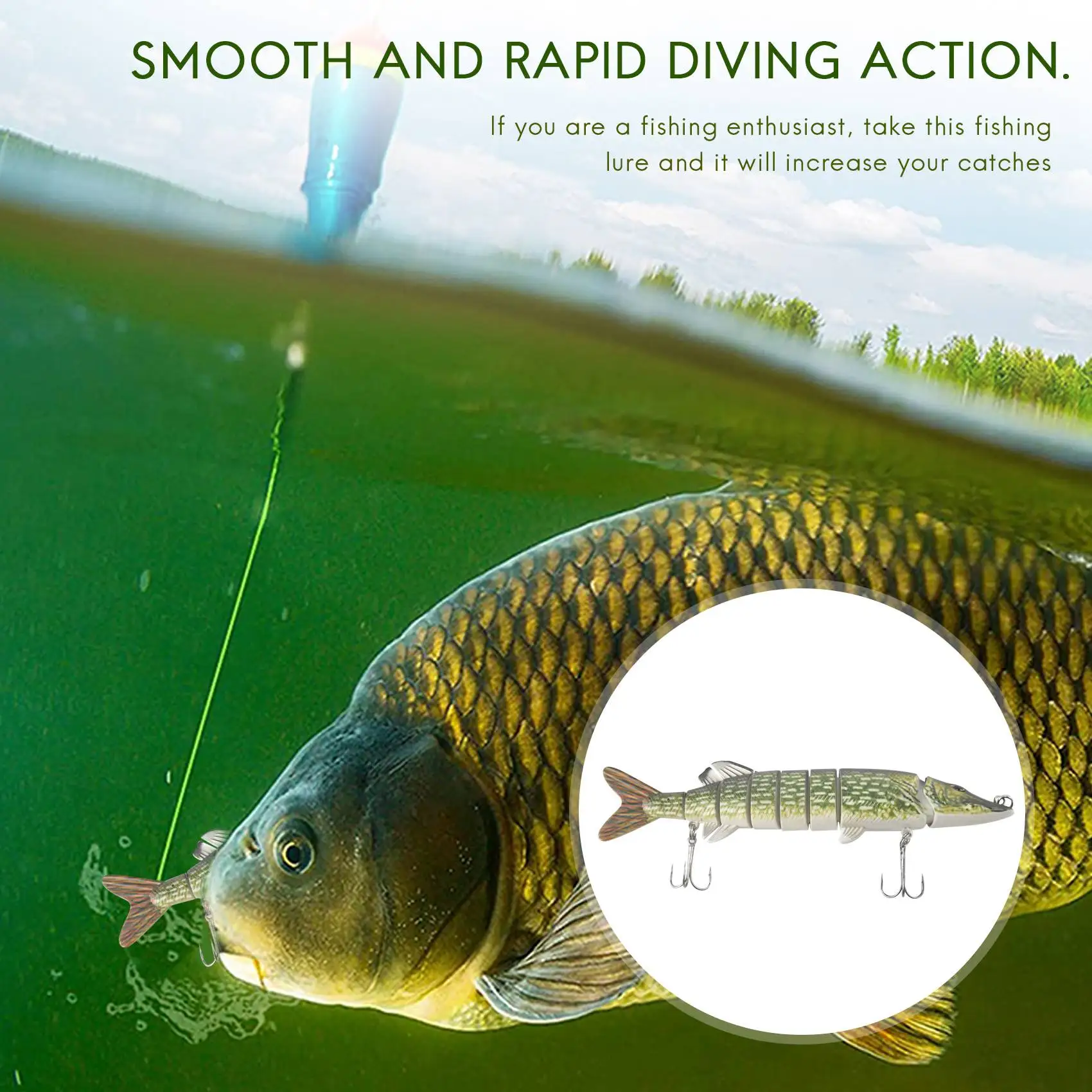 20 см 40 г реалистичная многошарнирная 8-сегментная приманка для щуки мускуса