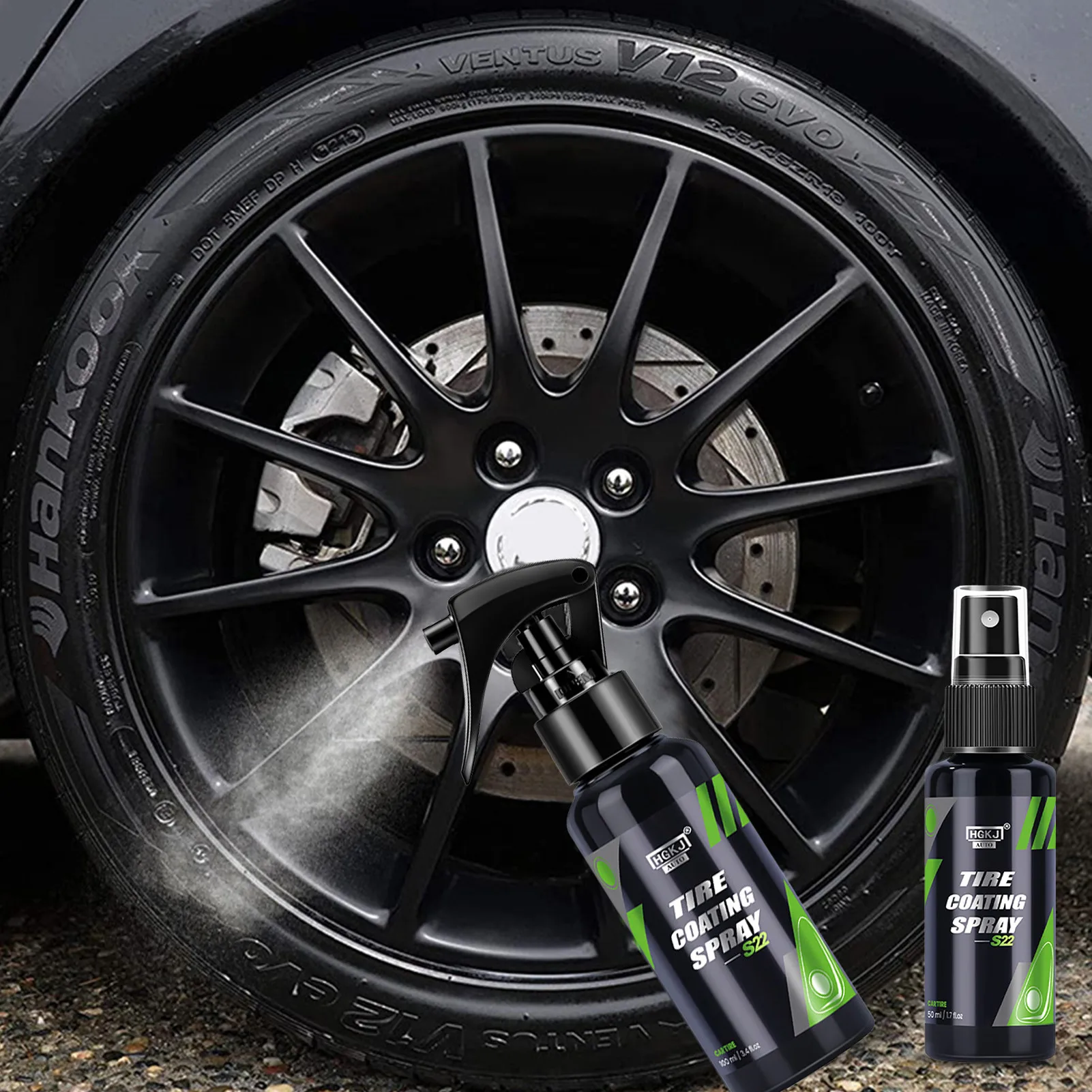 

50ml/100ml Black Wet Tyre Gloss HGKJ Tire Coating Spray AUTO-S22 Shine Crystal Wax Spray Quality Car Cleaning Products