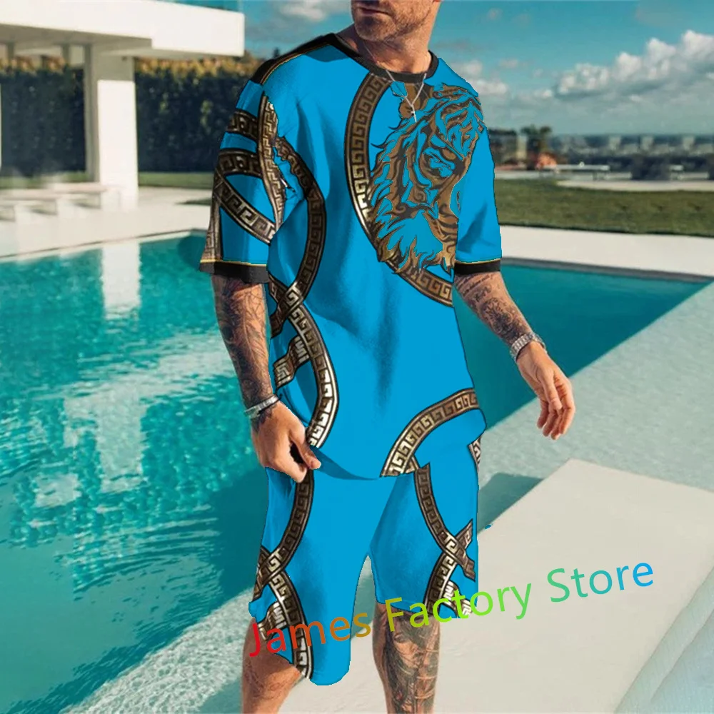 

Men's Tracksuits 2 Piece Set 3D Tiger King Printed Jogging Set T-shirt Shorts Summer Oversized Sportwear Outfits Clothes 6XL