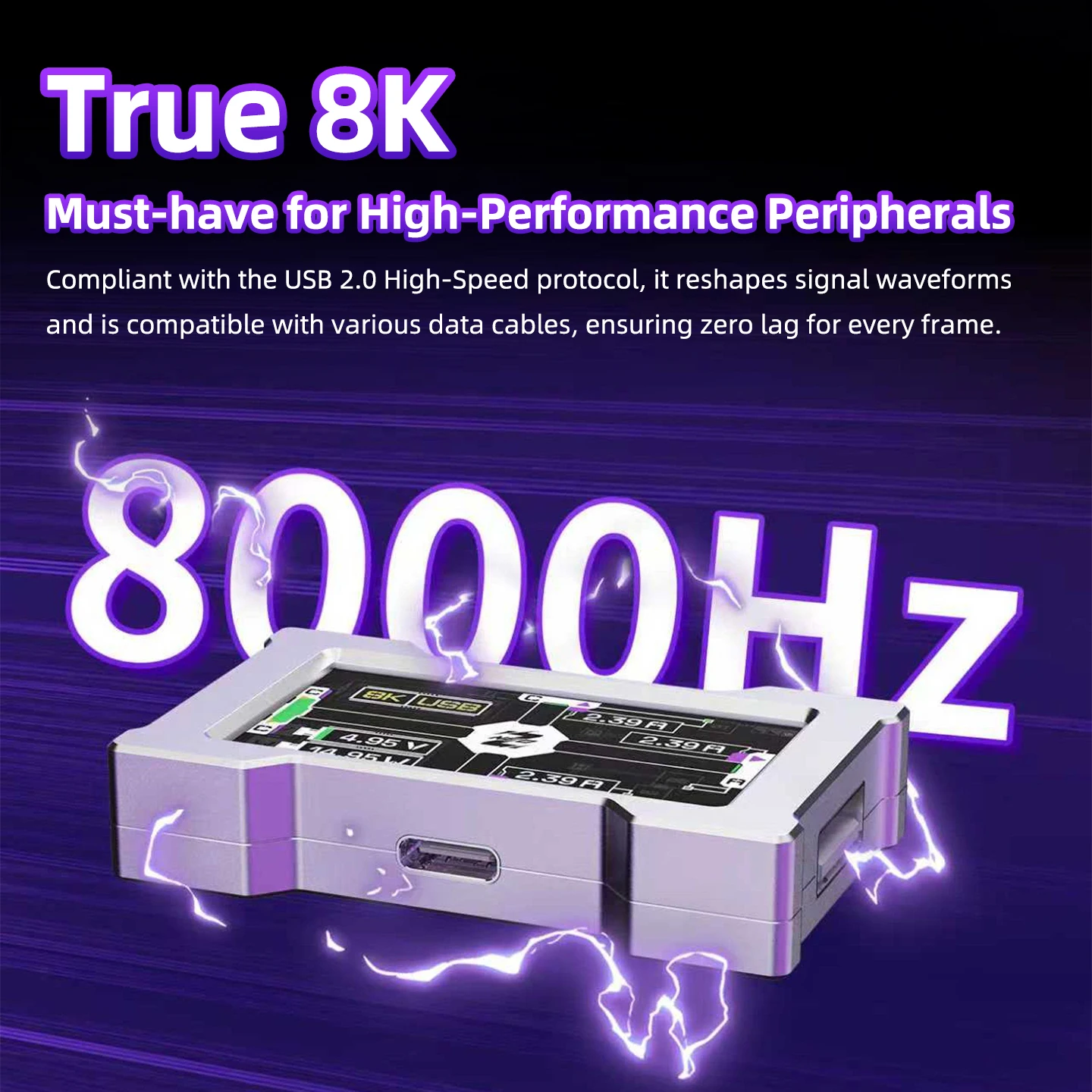 Фото Игровой USB-хаб HMHUB — 2 входа, 3 выхода, 8K, независимое питание, с экраном для создания игровой атмосферы на рабочем столе №1