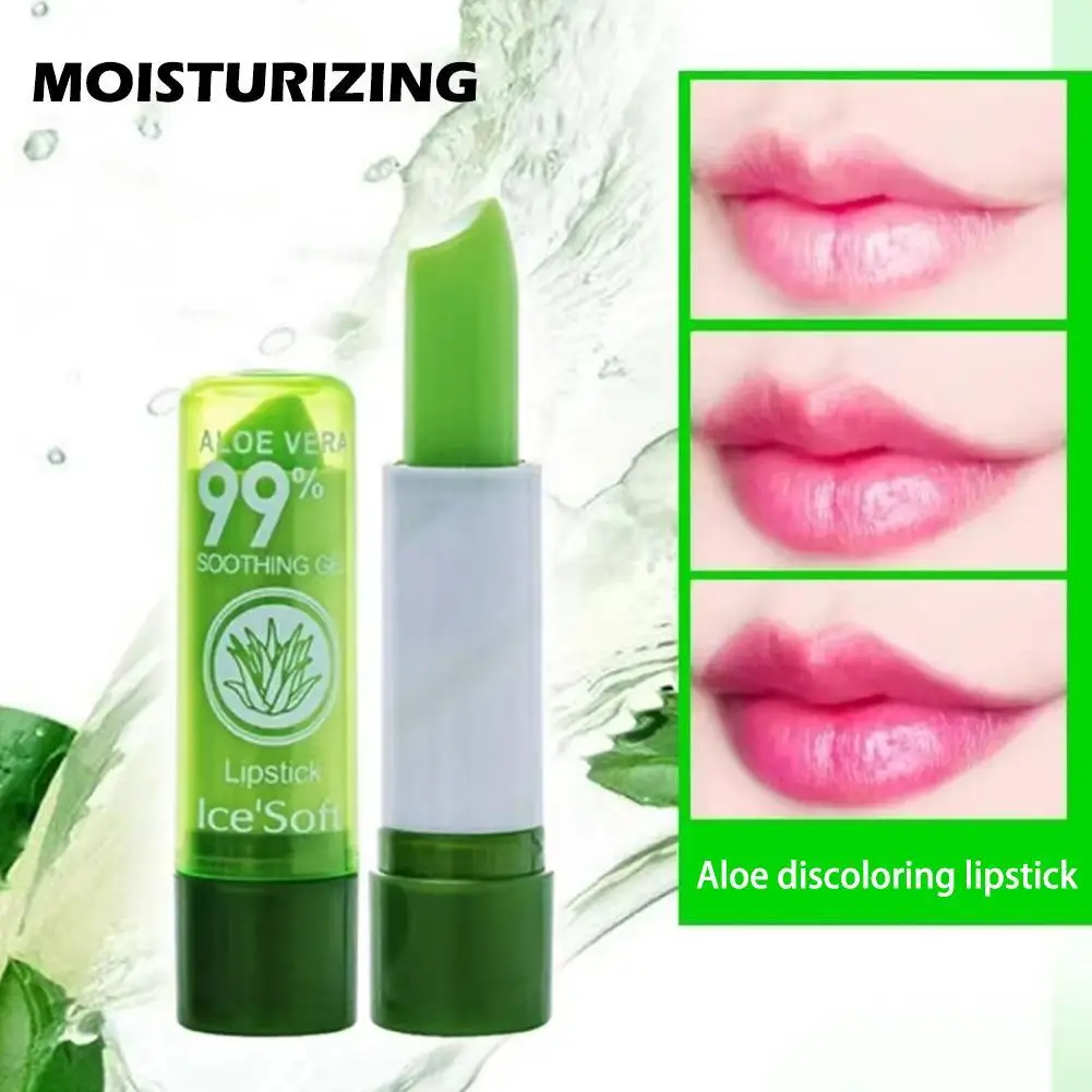 

Moisture Lip Balm Aloe Vera Natural Lipbalm Temperature Changed Color Lipstick Long Lasting Nourish Lips Care Makeup