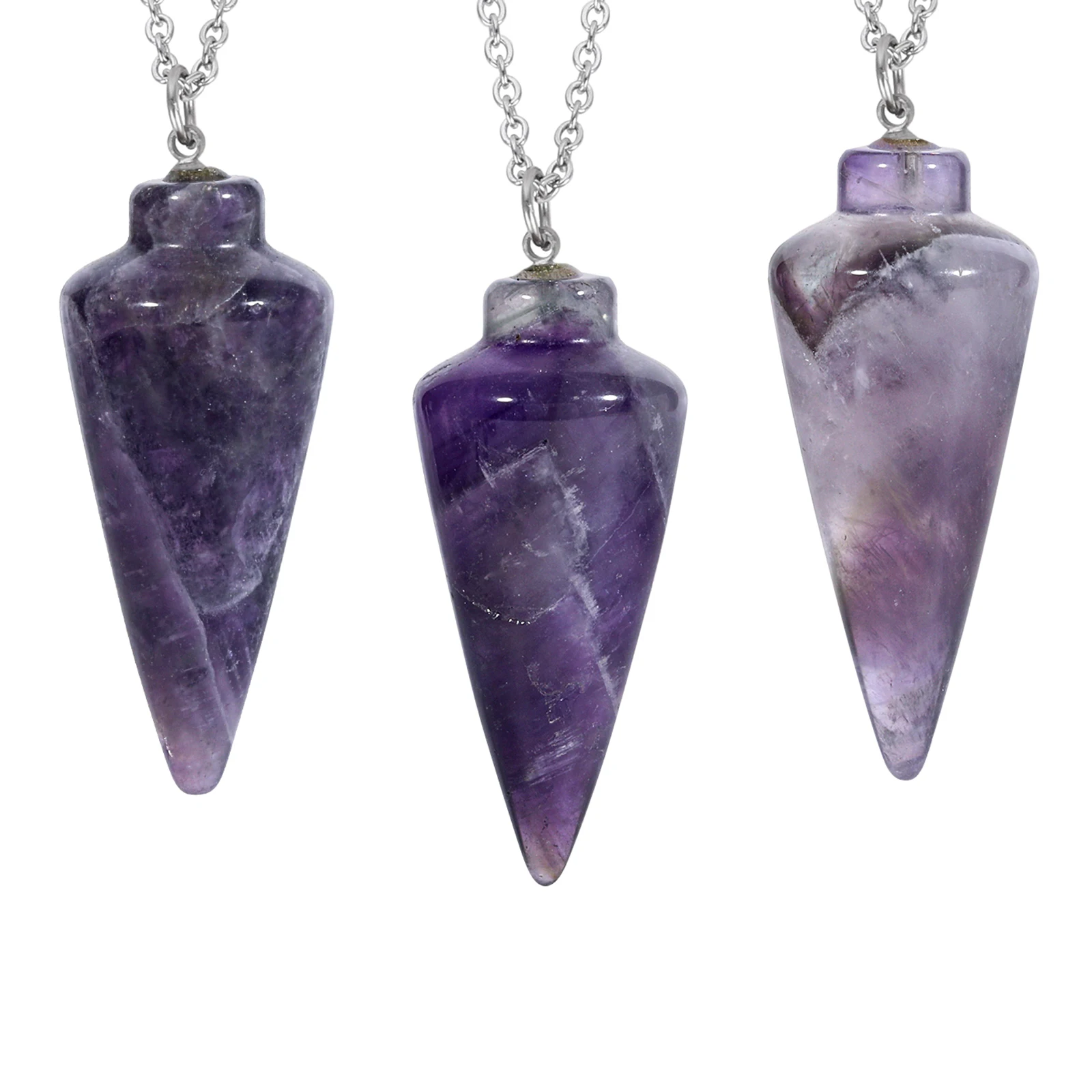 Подвеска из натурального аметиста с круглым конусом рейки целебный драгоценный