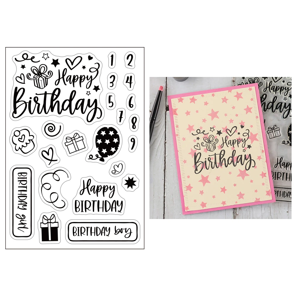 

Happy Birthday Transparent Clear Stamp Card Album Stencil Scrapbook For Gift Card Making Handcrafts Decorative New 2022