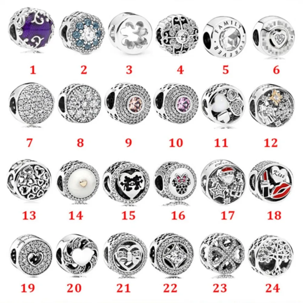 

925 Sterling silver Charm four-leaf clover love lipstick beads fit Pandora 925 Original Bracelet silver jewelry