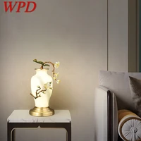 wpd new chinese style table lamp creative gourd led brass desk light vase glass decor for home living room bedroom bedside