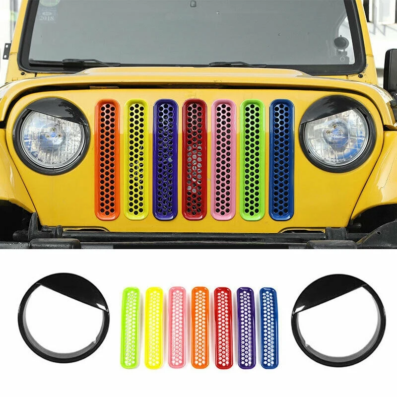 

Для Jeep Wrangler TJ 1997-2006, цветные решетчатые полосы, отделка фары