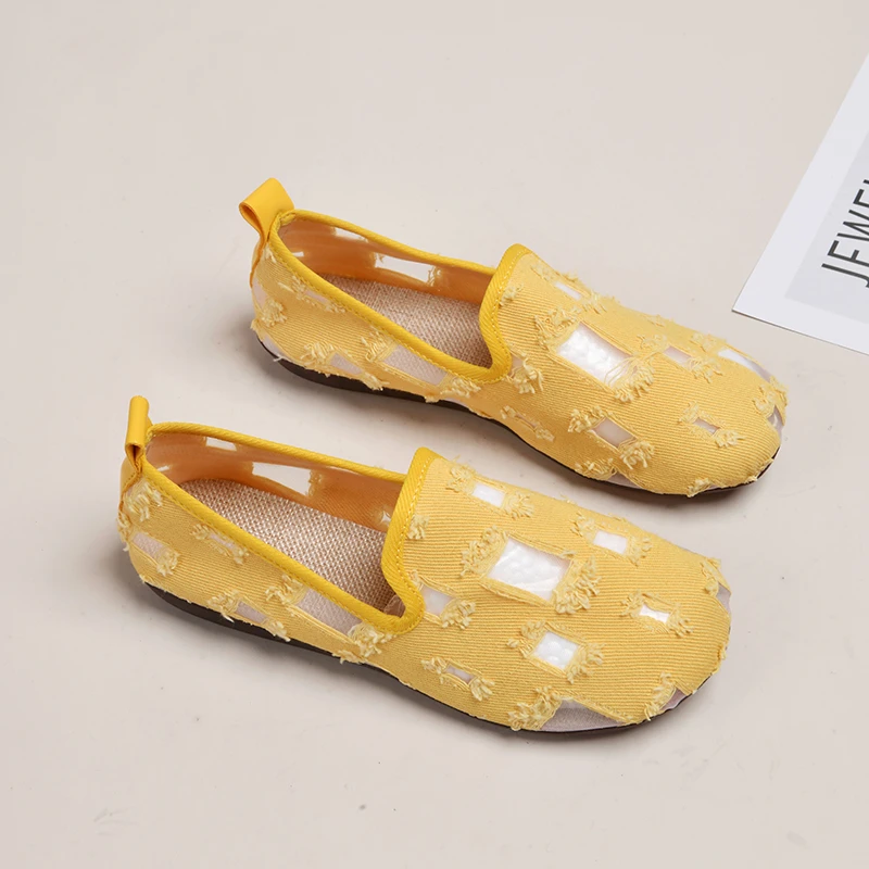 

Canvas shoes women's breathable mesh single shoes 2023 new lace hollow soft sole women's shoes shallow mouth flat shoes loafers