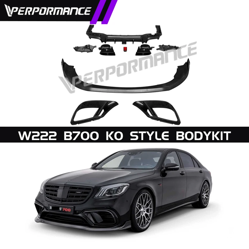 

Комплект кузова S Class W222 B700 для 2018-2020y, передняя губа, задняя диффузор, глушитель, наконечники, противотуманная светильник