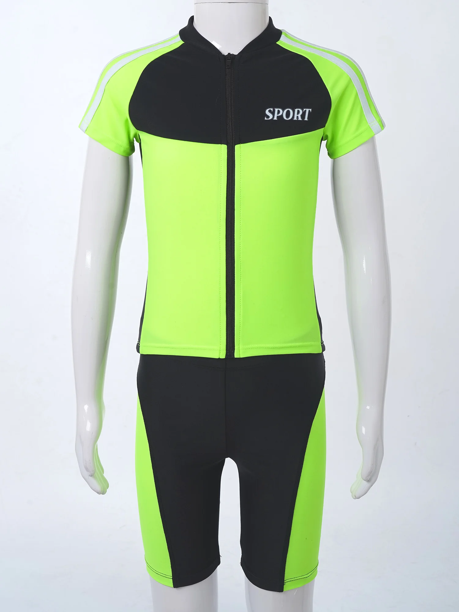 Детский спортивный комплект из топа и шортов с коротким рукавом молнией спереди |