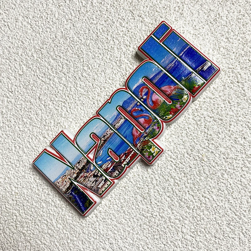 Naples i Travel Souvenirs Home Decor Items Collection Arts and Crafts Gifts Alphabet Flamingos 3D stereo Fridge magnets